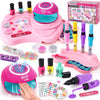 B Bascolor Kids Nail Polish Set for Girls Toy, 4 Nail Draw Pen/Nail Dryer/3 Nail Polish/2 Storage Base/Sticker/Powder Decor, Bir