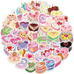 50Pcs Birthday Cake Stickers Cartoon Heart Shaped Cake Stickers Kawaii Love Aesthetic Vinyl Waterproof Sticker For Laptop,Guitar