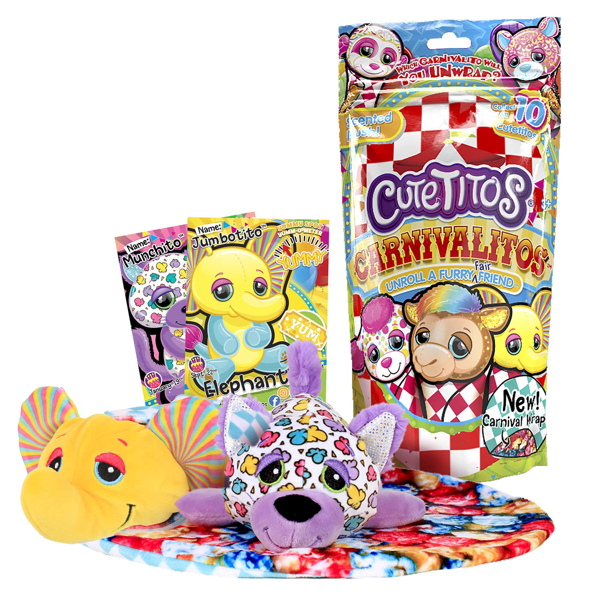Basic Fun New Carnival Theme  Scented Cutetitos Carnivalitos  Surprise Stuffed Animals  Collectible Plush 7.5 inches