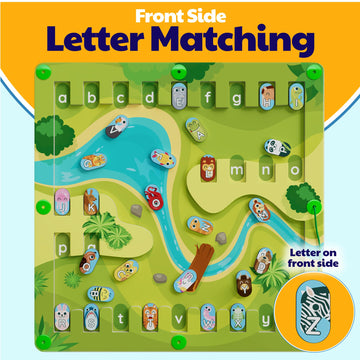 2 In 1 Animal Magnetic Alphabet Maze Board - Abc Learning Alphabet Games & Montessori Fine Motor Skills Toys For 3 4 5 Year Old Boys & Girls - Educational Letter Recognition Puzzle For Kids & Toddlers