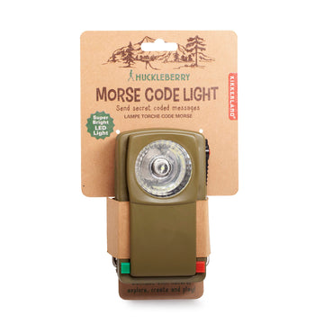 Kikkerland Huckleberry Retro Style Metal Morse Code Led Flash Light Signal Lamp Signaling Device Green Red