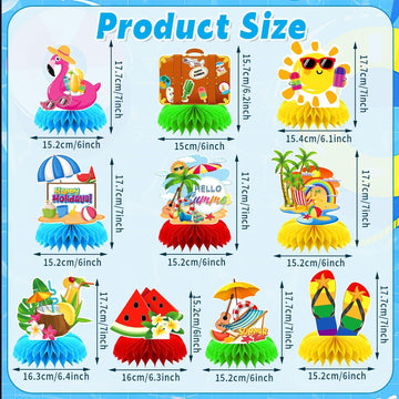 DTOFOOT 10Pcs Summer Party Decorations for Table,Hello Summer Honeycomb Centerpiece Hawaii Beach Pool Party Table Topper Decorat