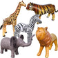 Airniture Inflatable Wildlife Safari Set - 5-PK Realistic Animals (Giraffe 36", Zebra 32", Elephant 19", Lion 24", Tiger 20") - Mult