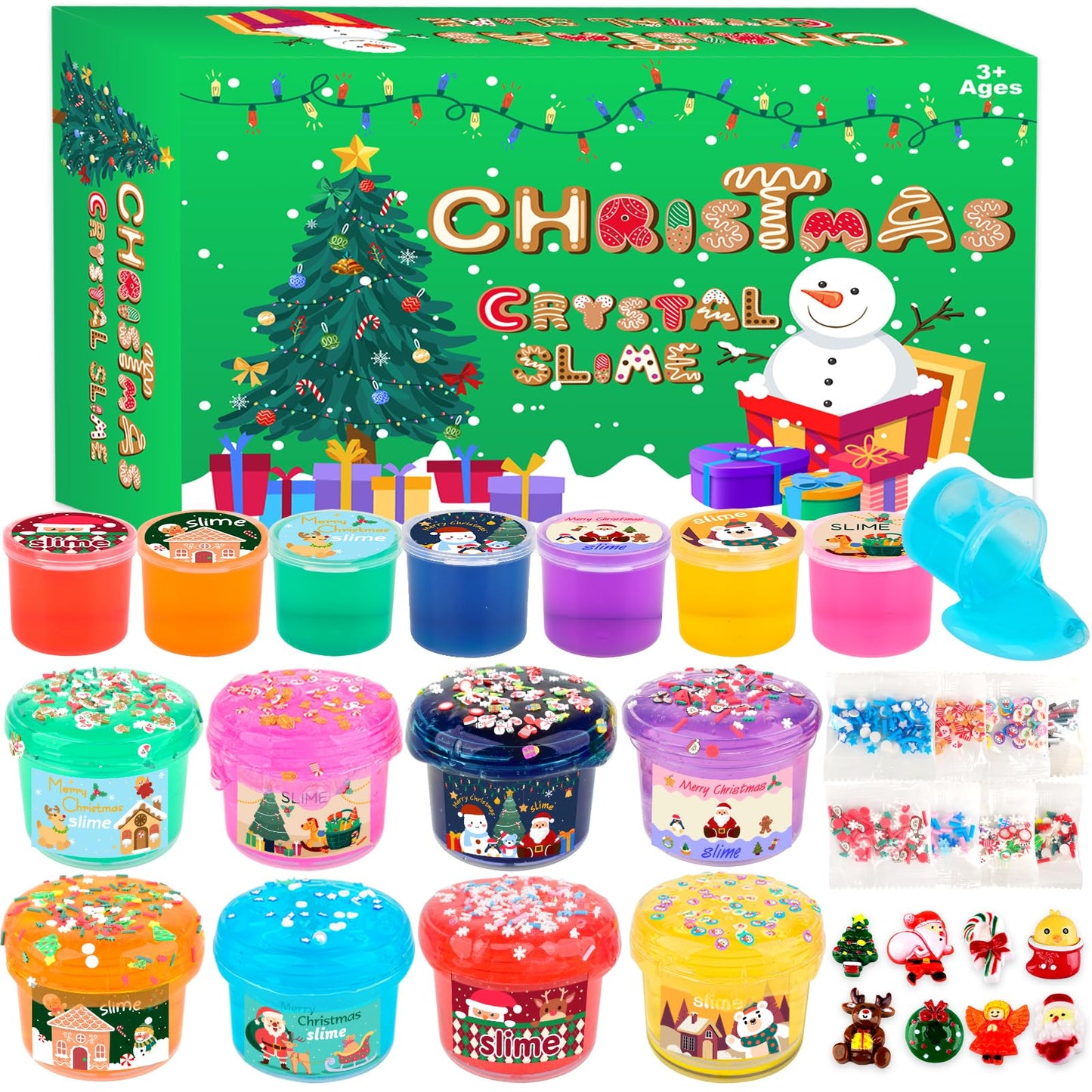 8 Pack Christmas Slime Kit,Funny Jelly Cube Crunchy Slime,Soft & Stretchy,Birthday Gifts For Kids,Christmas Stocking Stuffers,Ch
