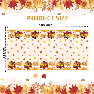 Thanksgiving Tablecloth 3 Pcs Fall Table cloths Rectangle Maple Leaf Pumpkin Turkey Table cloth Autumn Tablecover for Thanksgivi