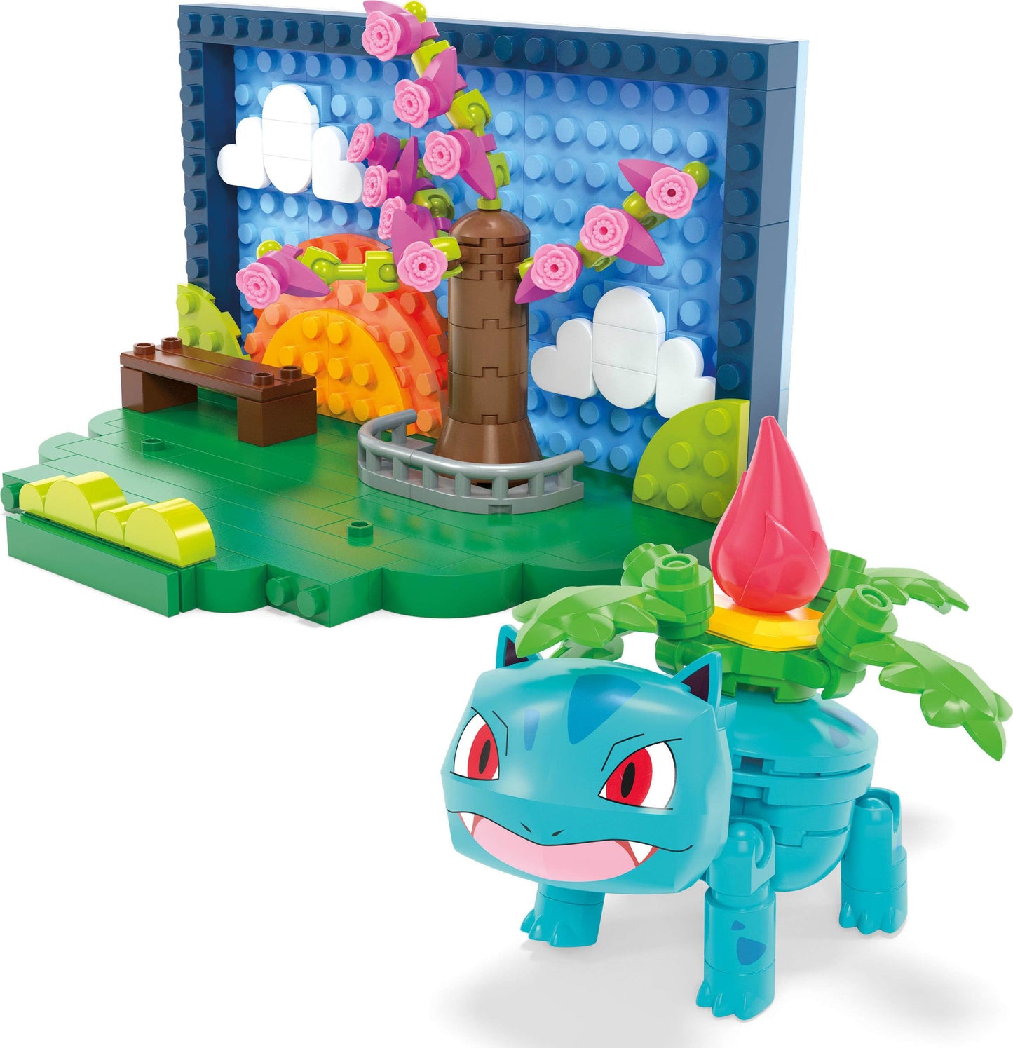 Pokemon Park Scene Building Set with 1 Action Figure (220 Pieces) for Kids by MEGA