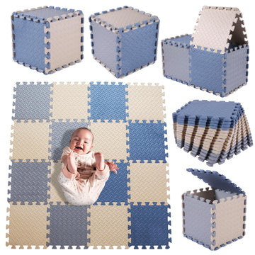 Tamiplay Play Mat for Babies 0-6 Months, Solid Colored Foam Baby Play Mat, Non-Toxic Interlocking Puzzle Floor Mats, 0.4'' Thick