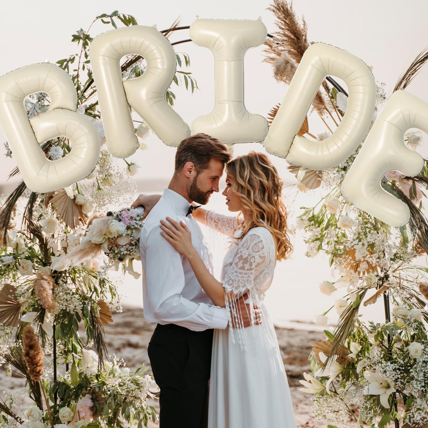 Biapian 40 Inch Bride Letter Balloons, Big Cream Bride Foil Balloons, 5 Pcs Giant Foil Large Aluminum Balloon Helium For Wedding