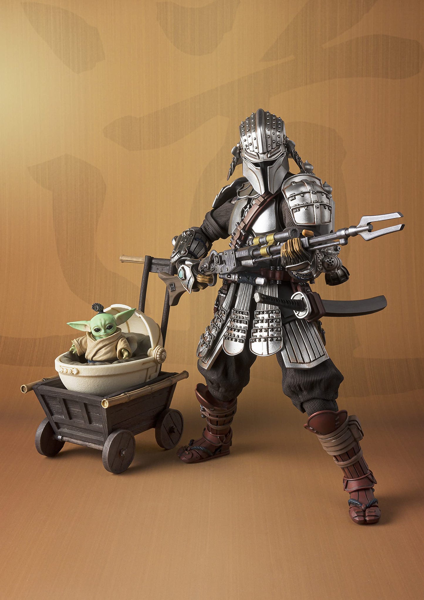 TAMASHII NATIONS Star Wars Mandalorian Action Figure - Ronin Mandalorian & Grogu (Beskar Armor), BAS62093, ST, ABS Material