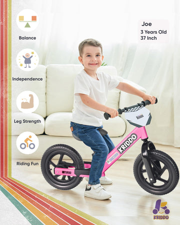 KRIDDO Balance Bike 2 Year Old, Toddler Balance Bike for Kids Aged 2-5, with DIY Colorful Stickers, Non-Slip Sporty Footrest, Ra