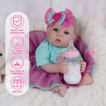 Milidool Lifelike Reborn Baby Dolls - 18 Inch Realistic Newborn Baby Dolls Girl, Real Life Baby Dolls With Soft Weighted Body, R