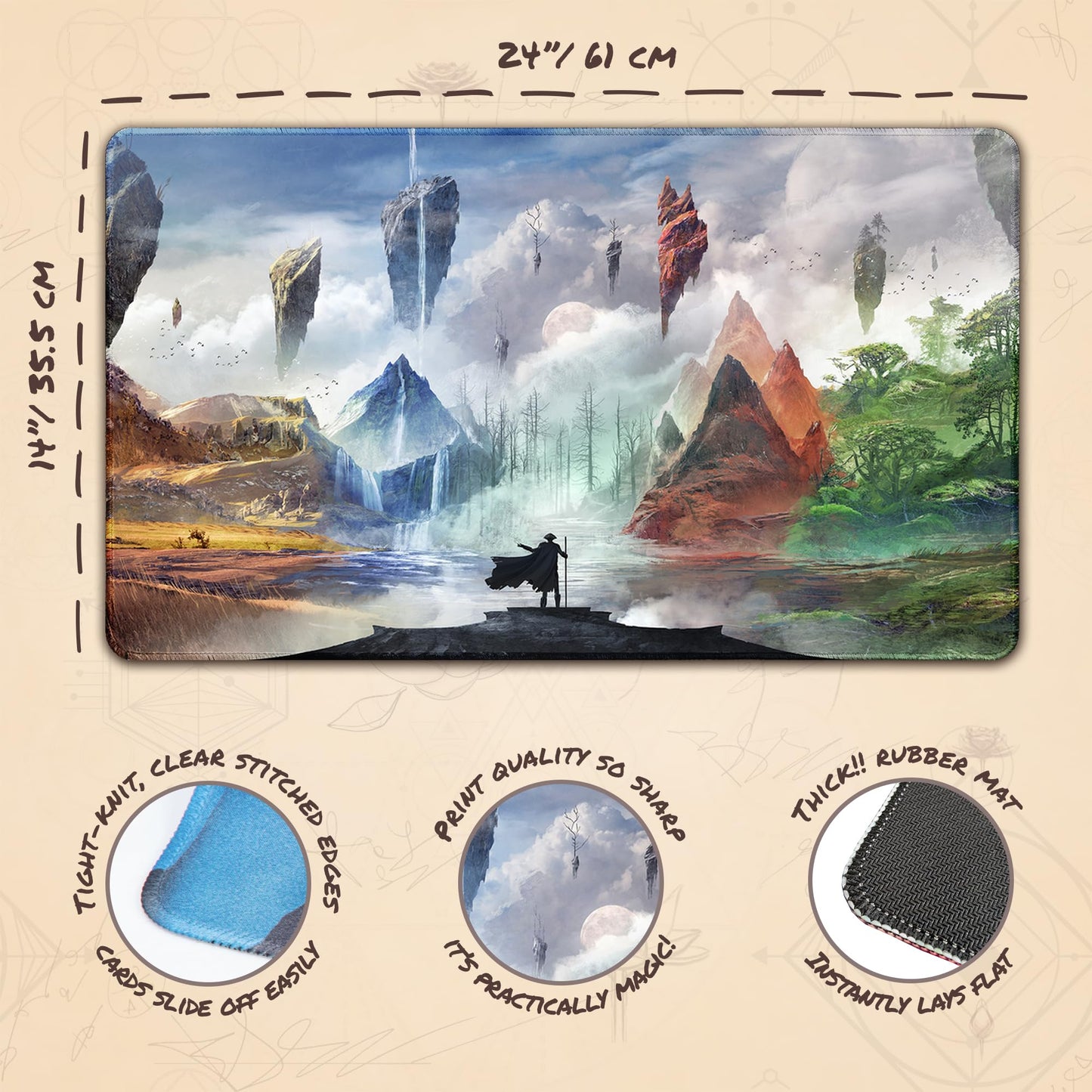 Paramint Eternal Wanderer (Stitched) - Mtg Playmat - Compatible With Magic The Gathering Playmat - Play Mtg, Yugioh, Tcg - Origi