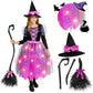 Spooktacular Creations Witch Costume Kids  Light Up Halloween Costumes Witch Dress with Hat and Broom for Girls  Sweet Wizard Set for Toddler Scary Halloween Themed Parties  Pink  S