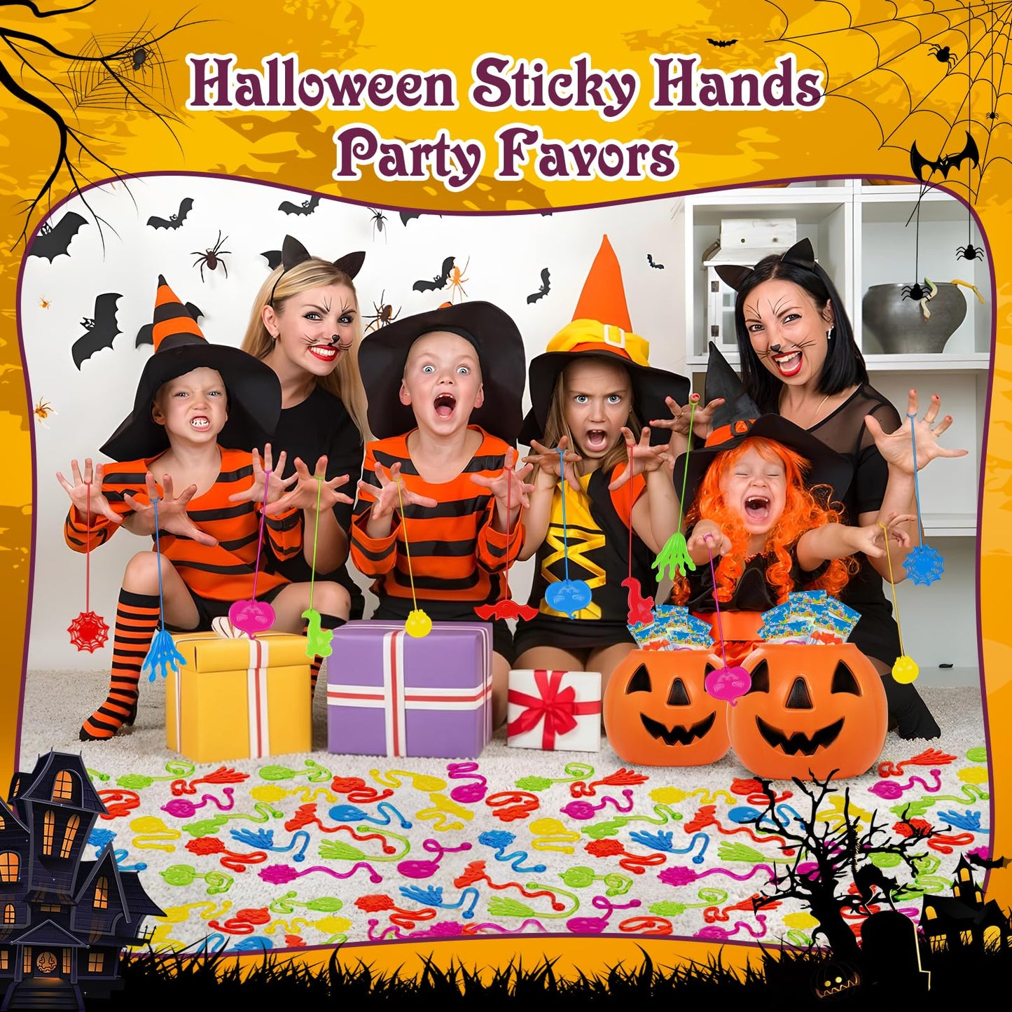 30 PCS Sticky Hands Bulk Halloween Party Favors for Kids 4-8 8-12 Slappy Hand Toys,Goody Bag Stuffers,Bulk Birthday Favors,Small