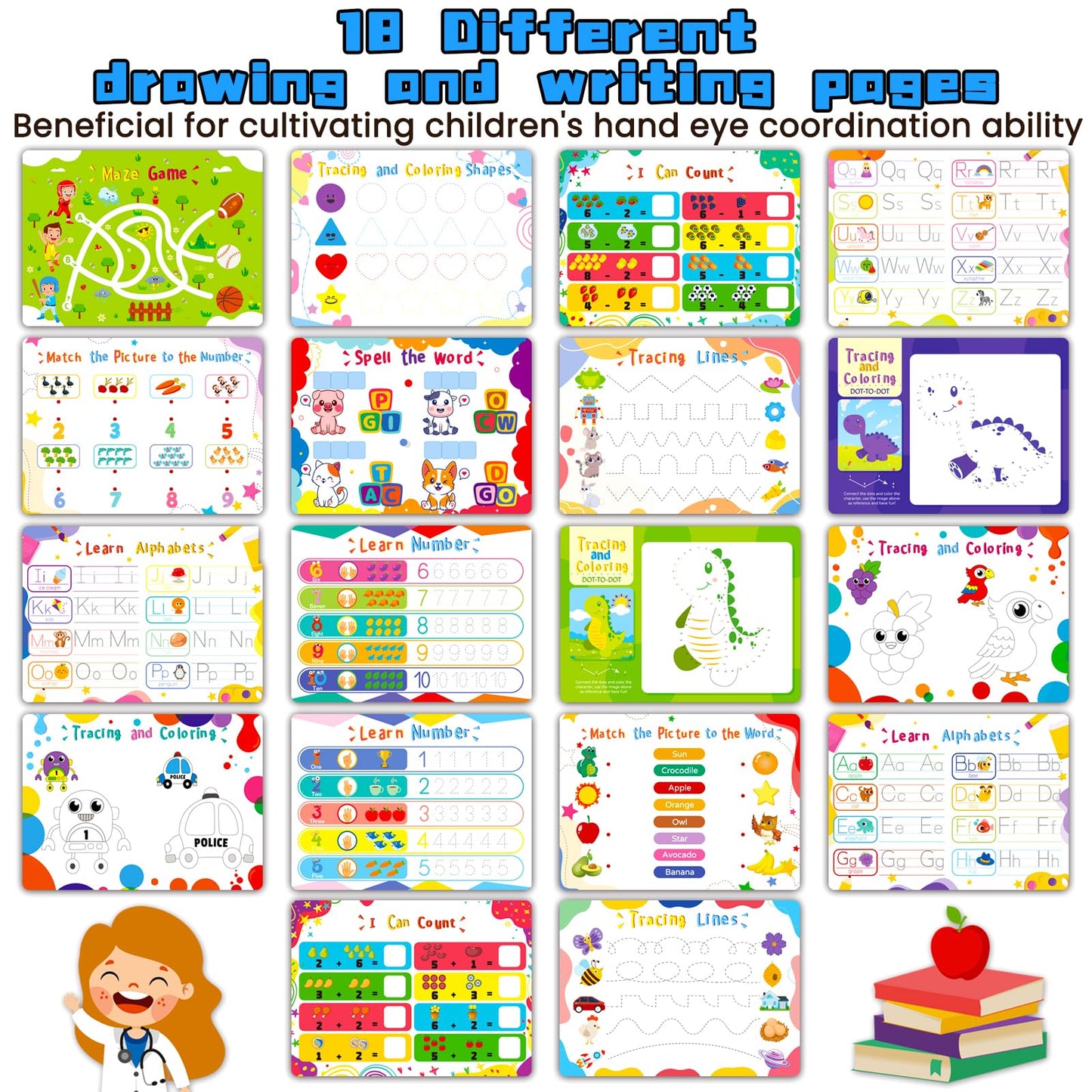 Homseon 36 Theme Montessori Busy Book For Toddlers 3 And Up, Preschool Learning Activities For Kids Kindergaten Educational Toys