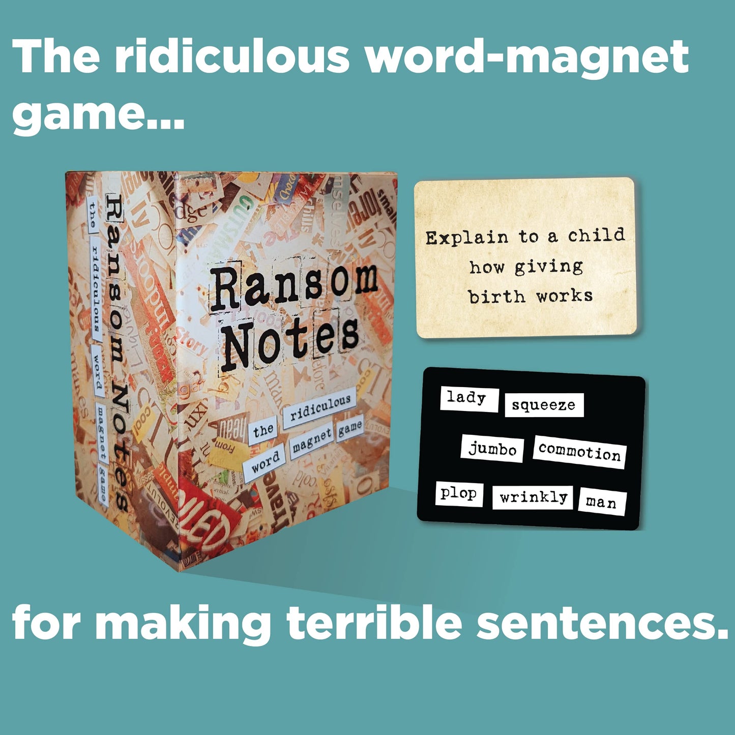 Ransom Notes Word Magnet Game for 3+ Players - Multicolor Paper Fun, Model 860003322109