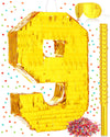 Sratte Number Piñata Birthday Piñata Decorations Gold Foil Piñata With Stick Blindfold Confetti For Boy Girl Birthday Party Decorations Anniversary Celebrations Fiesta Supplies(Number 9)