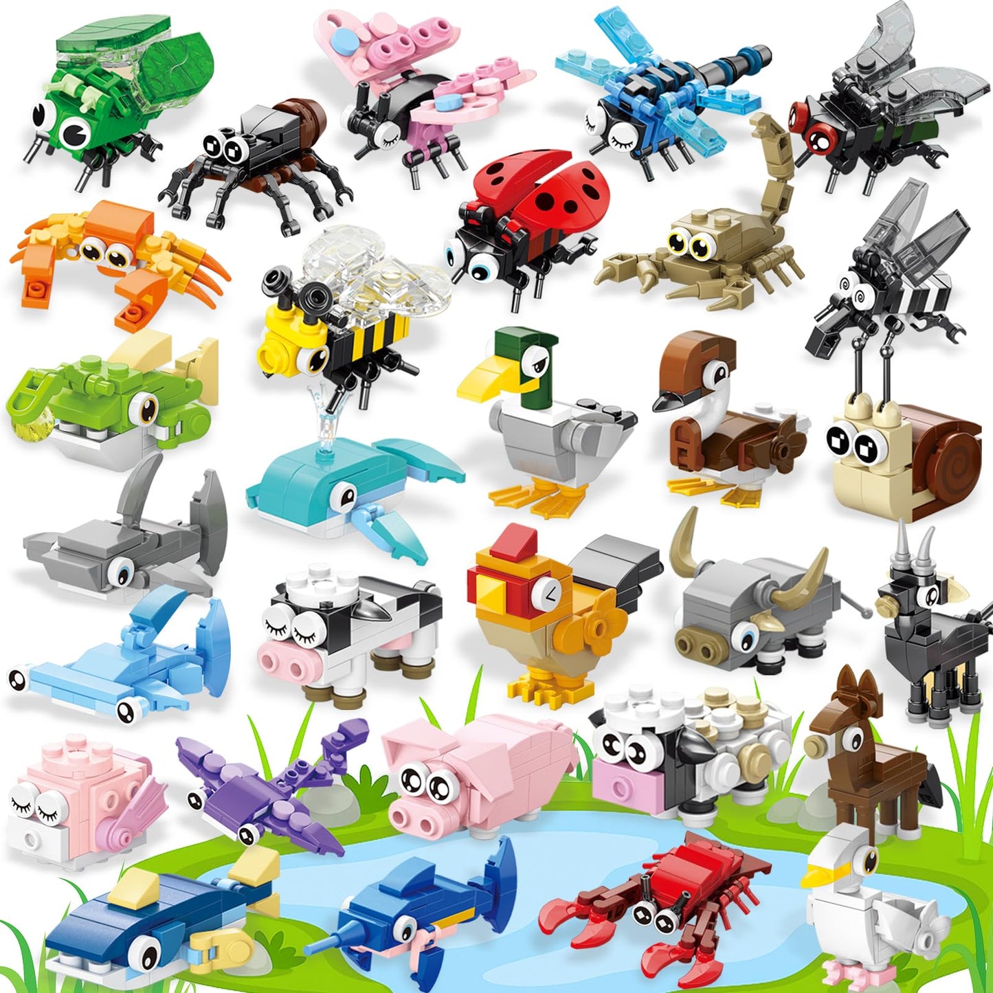 TENYEAH 30 Pack Party Favors Building Set for Kids  Mini Animals Building Block Toy  Classroom Prizes Goodie Bags Stuffer  Easter Gifts Birthday for Boy Girls Age