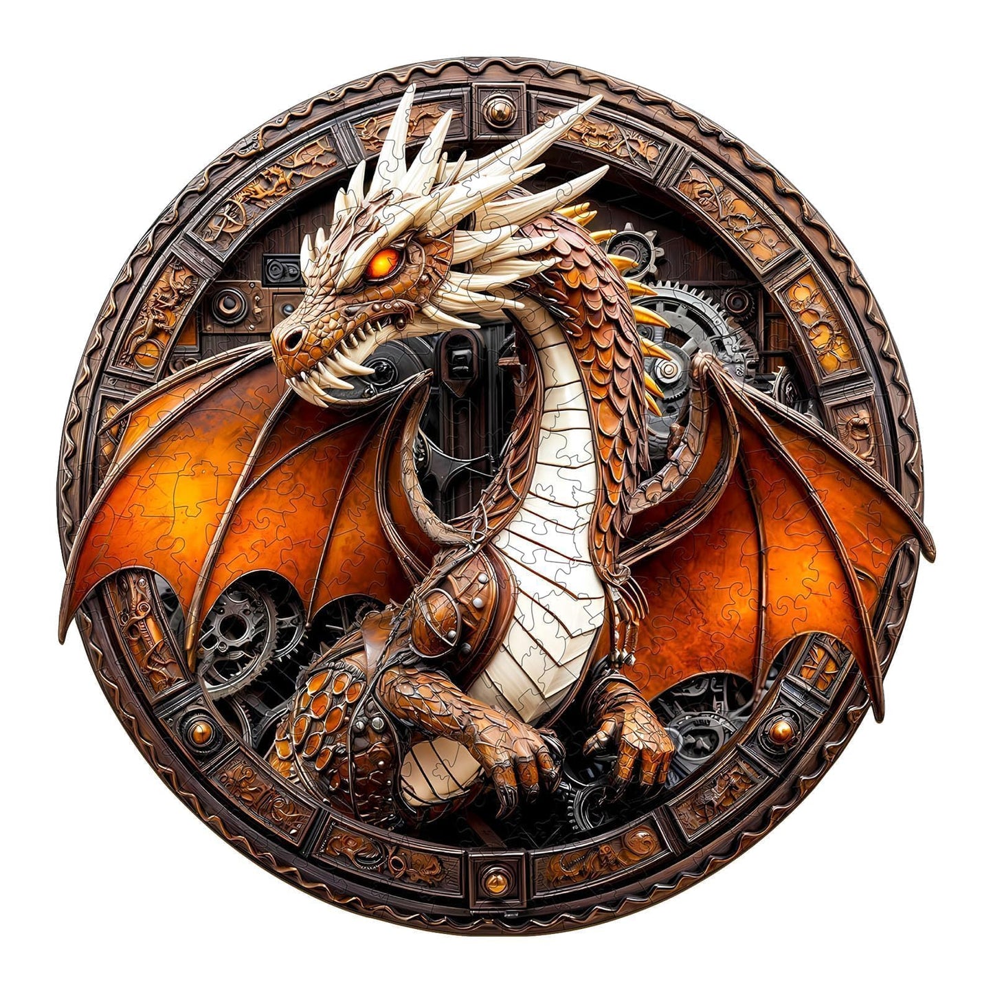 Wooden Puzzles for mature-themeds - Mechanical Dragon Puzzle  Unique Shape Wooden Jigsaw Puzzle  Wood Puzzles mature-themed  Good Gift Idea for Friends and Family (S-8.5 * 8.5in 100 Pieces)