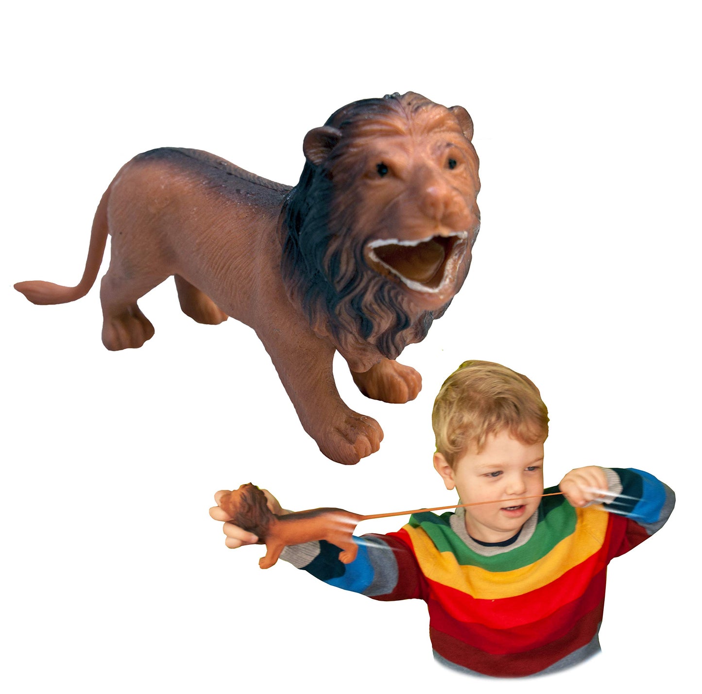 Rep Pals - Lion, Stretchy Toy from Deluxebase. Super Stretchy Animal replicas That Feel Real, Great for Kids