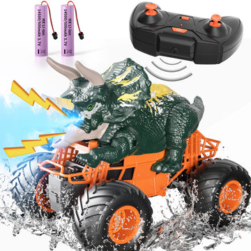 Bennol Remote Control Dinosaur Car Toys for Kids Boys 3-5 4-7, 2.4GHz RC Dino Car Toys with Light, Sound & Spray, Indoor Outdoor