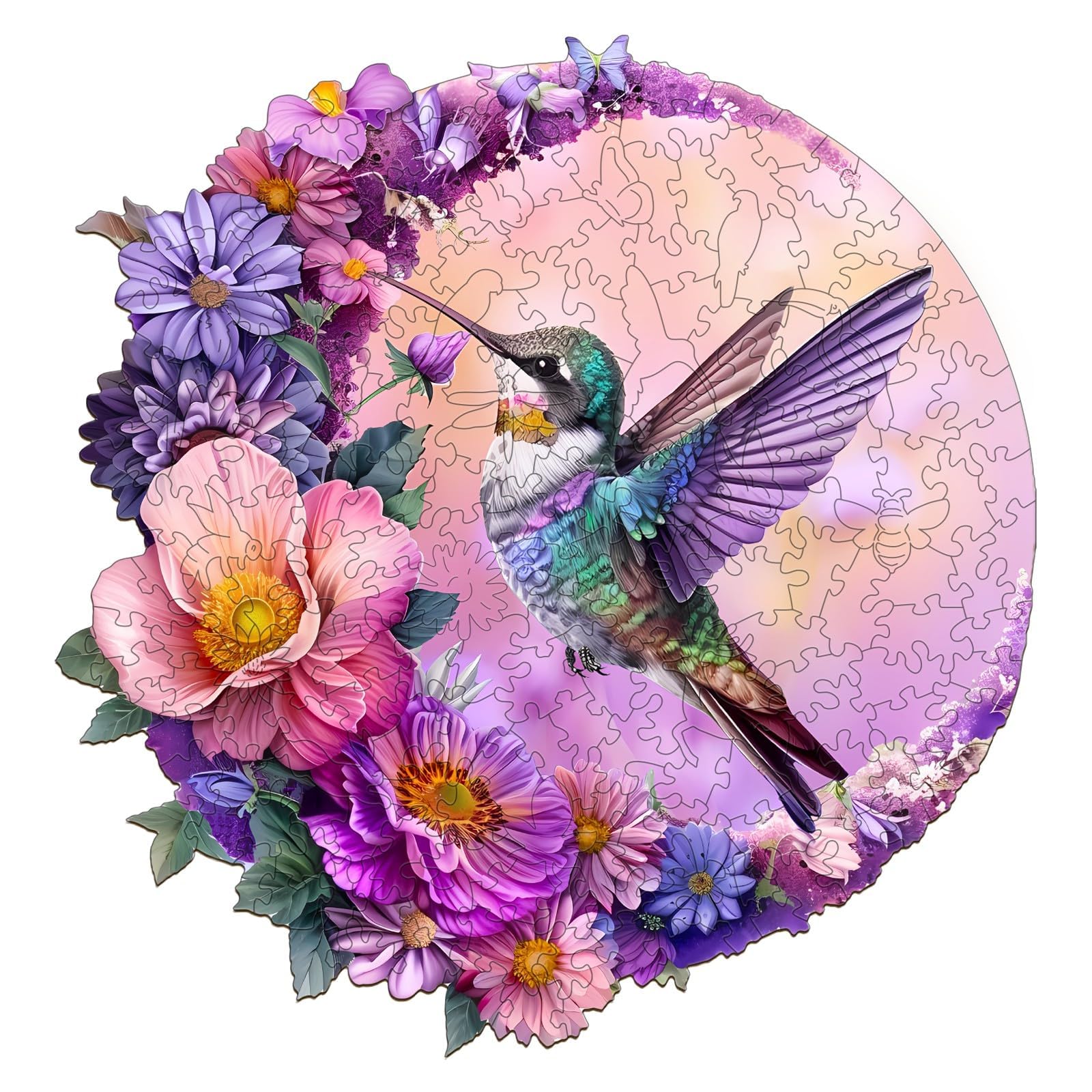 Jigfoxy Wooden Puzzles for mature-themeds  Hummingbird Wood Puzzles mature-themed  Unique Animal Shape Wooden Jigsaw Puzzles  Birthday Gifts for Puzzles Lovers Family Friend (XL-17.3 * 16.6in-500 pcs)