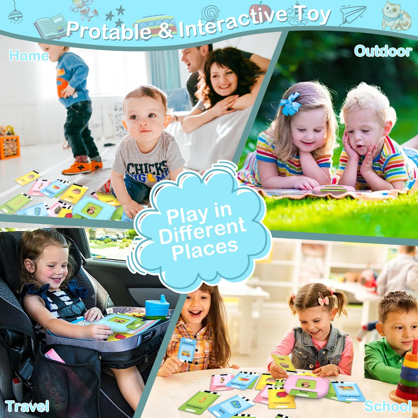 Toddler Talking Flash Cards With 510 Sight Words,Abc-123 Learning Toys For Ages 2-4,Autism Sensory Toys For Kids,Speech Therapy,Montessori Educational Toys Gifts For Age 1 2 3 4 5 Years Old Boys Girls