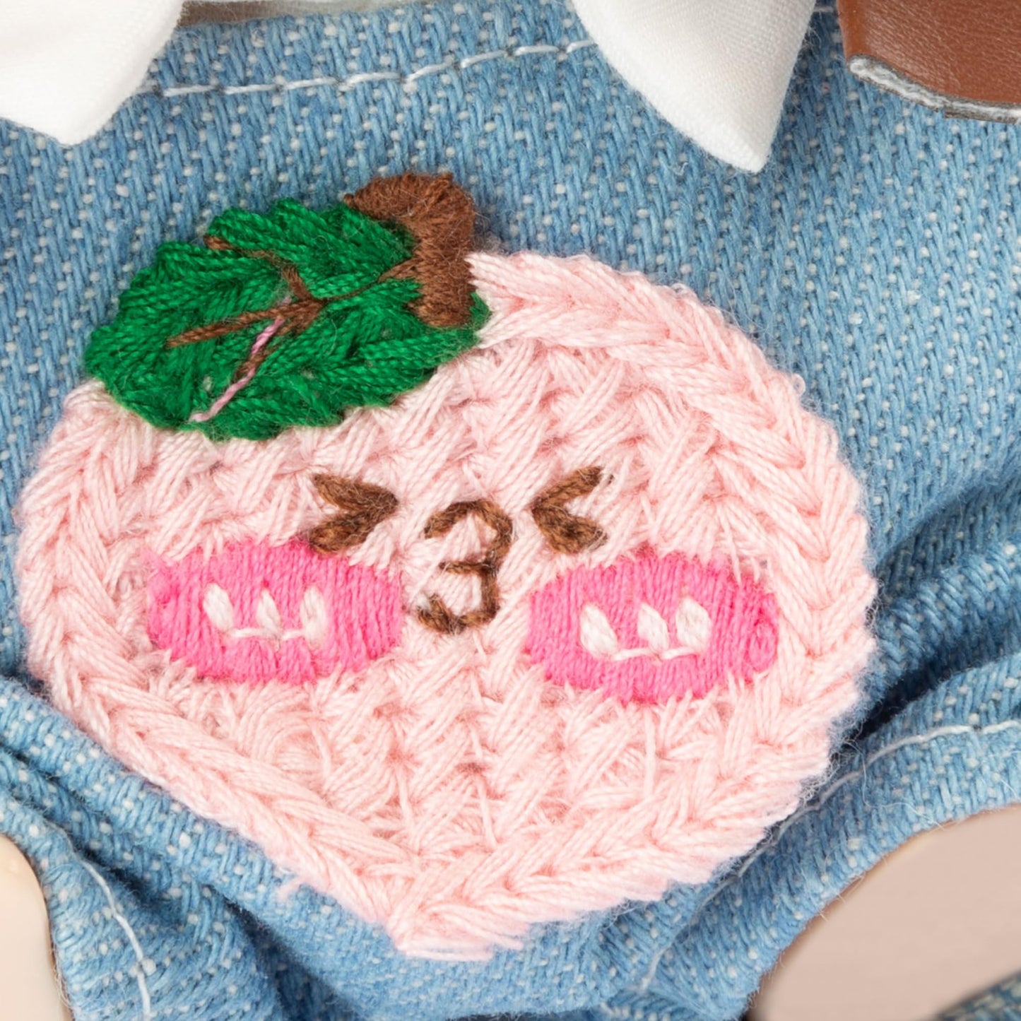 17cm Doll Clothes - Kawaii Chic Style Set for 17cm Dolls  Cute Doll Outfit with Accessories - White Shirt + Pink Peach Blue Romper + Heart Shaped Blue Hat (Clothes Only)