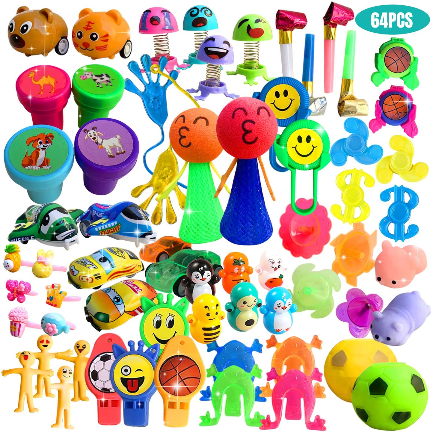 Party Favors For Kids, 64 Pcs Easter Small Toys Prizes Bulk, Easter Basket Goodie Bag Stuffers, Pinata Easter Egg Fillers, Treas