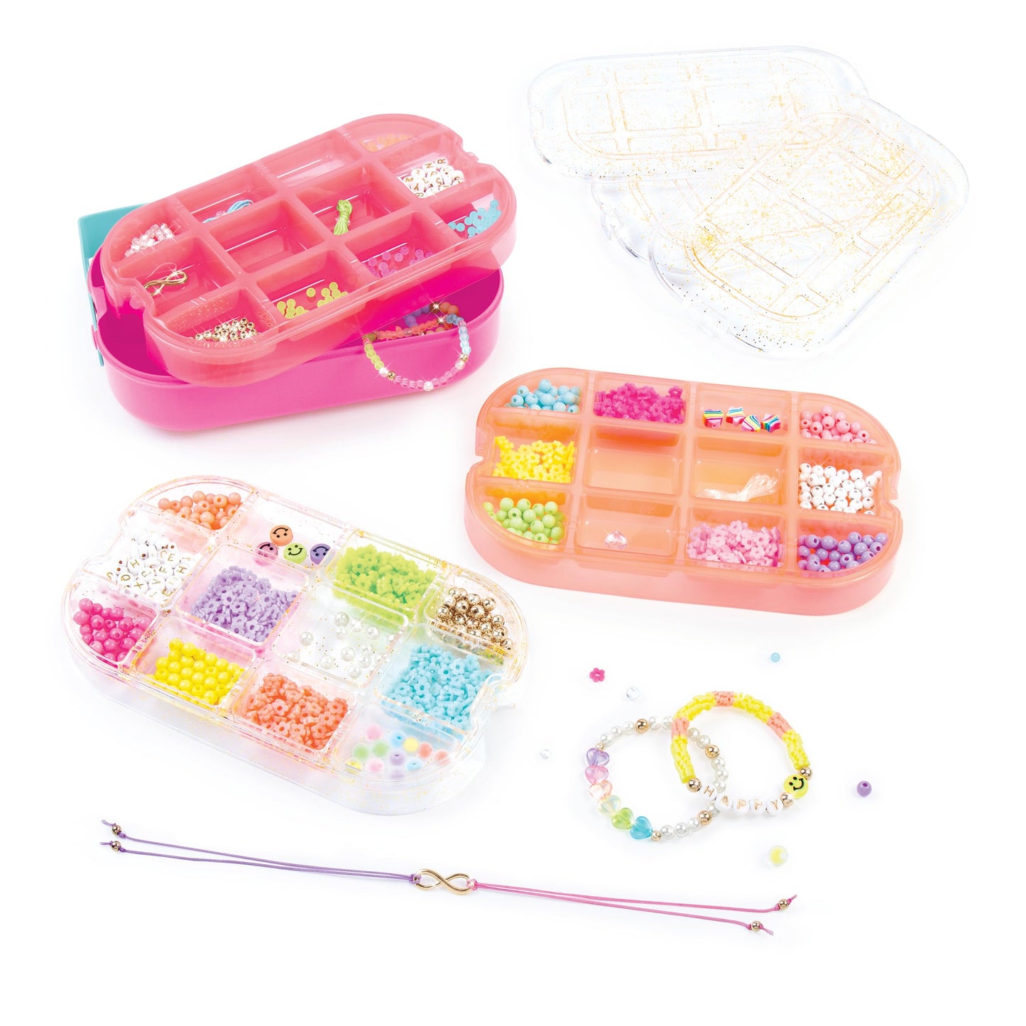 Make It Real: Beads 2-Go! DIY Jewelry Set - 1381pc, Bento Style Travel Case, 1370 Beads, Design & Create Personalized Jewelry, G
