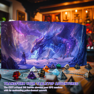 CZYY DM Screen 4-Panel Cardboard Game Master Screen with Erasable & Clear Pockets, Polar Enchantment Artwork Game Master Shield