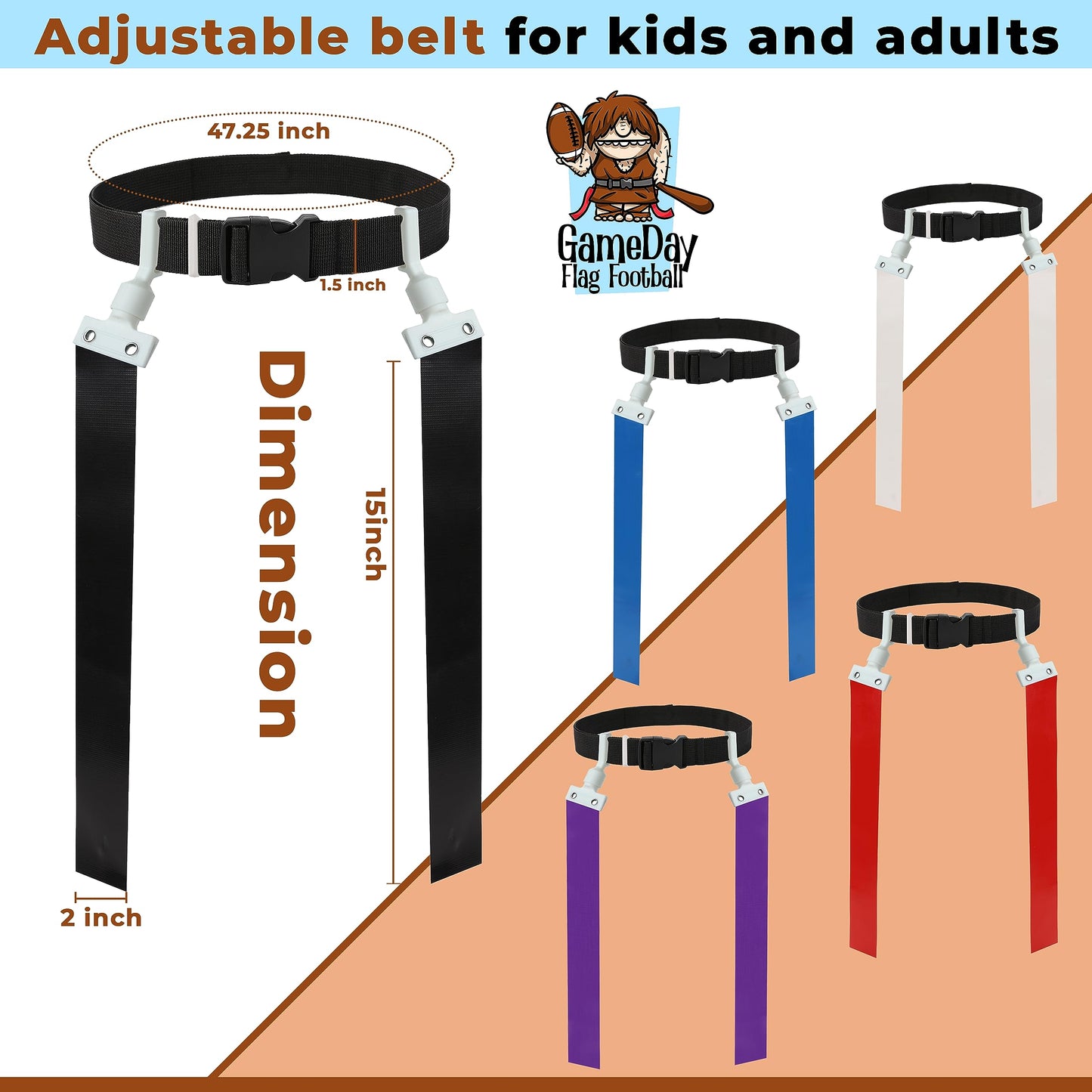 Gameday 6 Player Pop Flag Football Set-Complete W/Flags, Belts And Carry Backpack (Yellow)