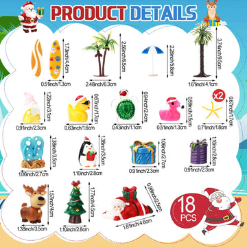 Soulchen 18 Pcs Christmas Aquarium Decorations Miniature Christmas Fish Tank Decorations Mini Resin Santa Clause Xmas Tree Figur