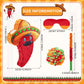 Lewtemi Red Chili Piñata - Small Cardboard Pepper Decoration for Birthday, Cinco De Mayo Fiesta Party with Stick, Blindfold, Confetti Set