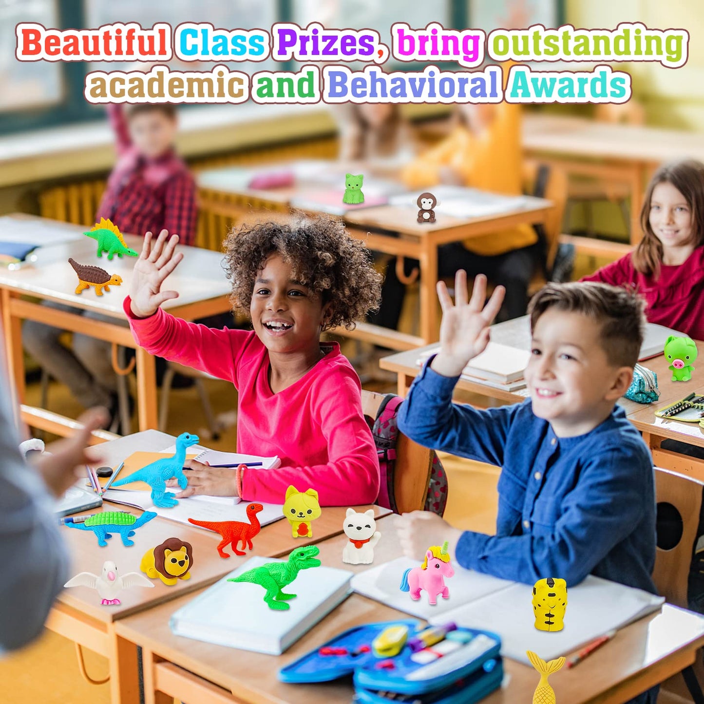 Urskytous 90Pcs Animal Erasers Desk Pets For Kids Puzzle Erasers For Classroom Rewards Prizes Take Apart Bulk Pencil Erasers Des