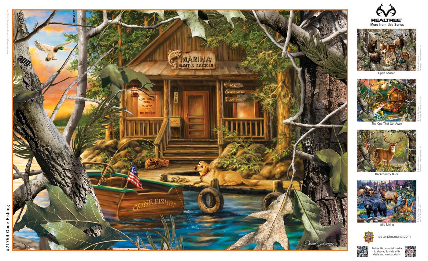 Masterpieces 1000 Piece Jigsaw Puzzle For Adults, Family, Or Youth- Gone Fishing - 19.25''X26.75'' - 96 Character