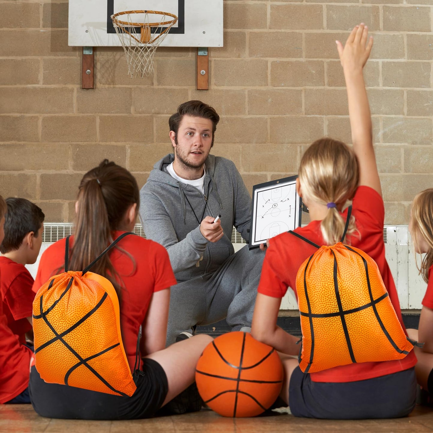 Poen 48 Pcs Basketball Party Favors Basketball Themed Supplies Include 12 Drawstring Backpack 12 Mini Basketball 12 Keychain 12