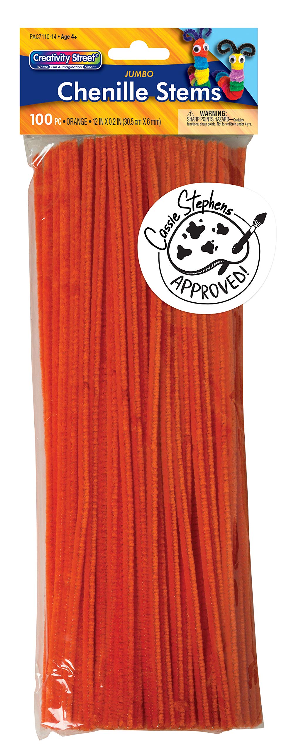 Creativity Street Chenille Stems/Pipe Cleaners 12 Inch x 6mm 100-Piece, Orange