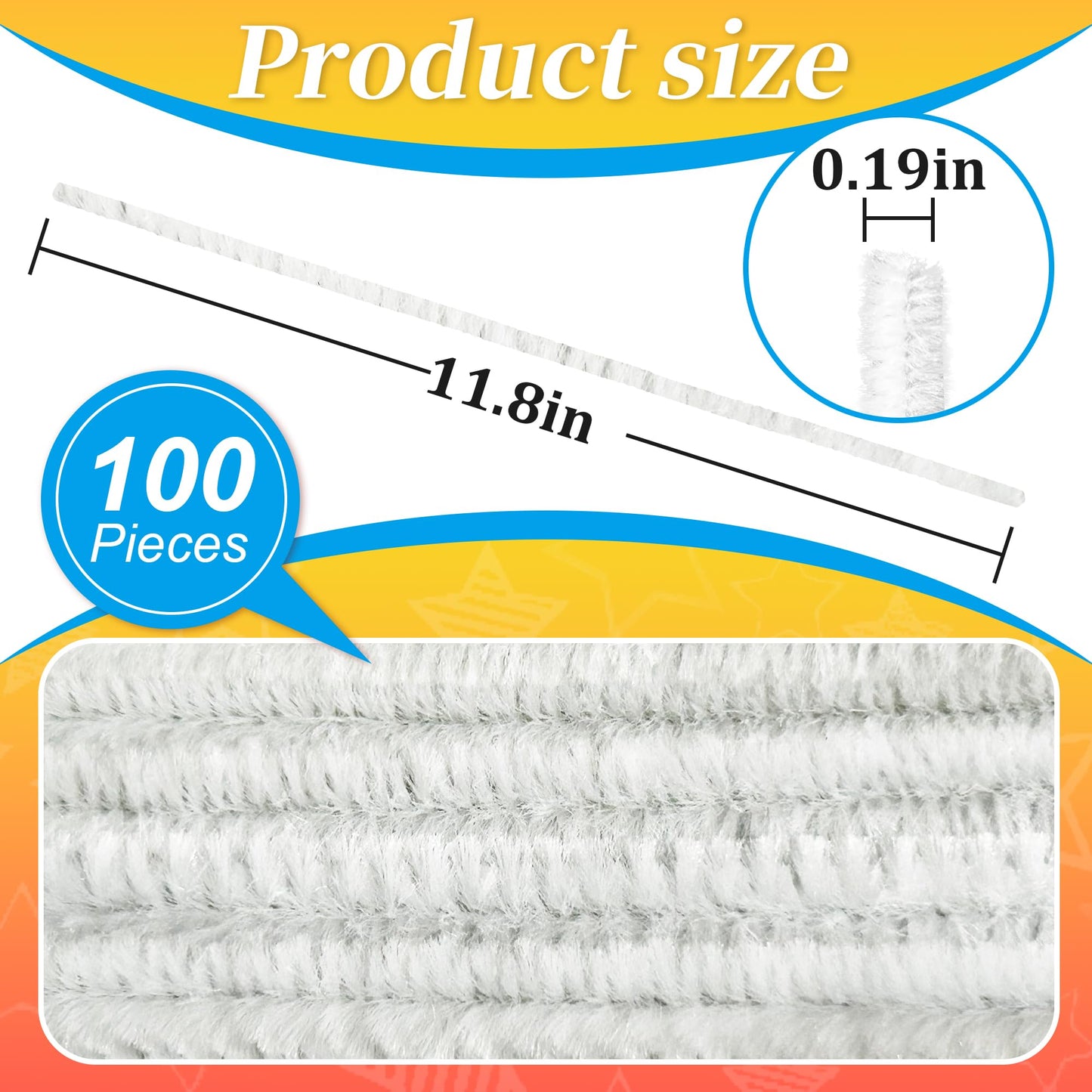 100PCS White Pipe Cleaners,White Pipe Cleaners for Crafts,Pipe Cleaner Craft,Art and Craft Supplies