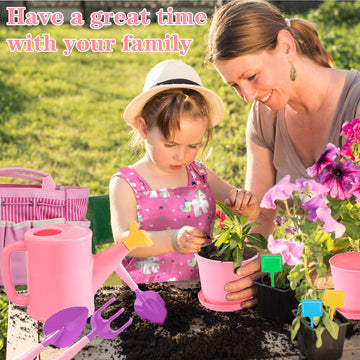 Wnj Kids Gardening Tools Set, Garden Toy Kit, With Handbag, Rake, Shovel, Trowel, Watering Can, Gloves, Handbag, Flower Pot, Diy