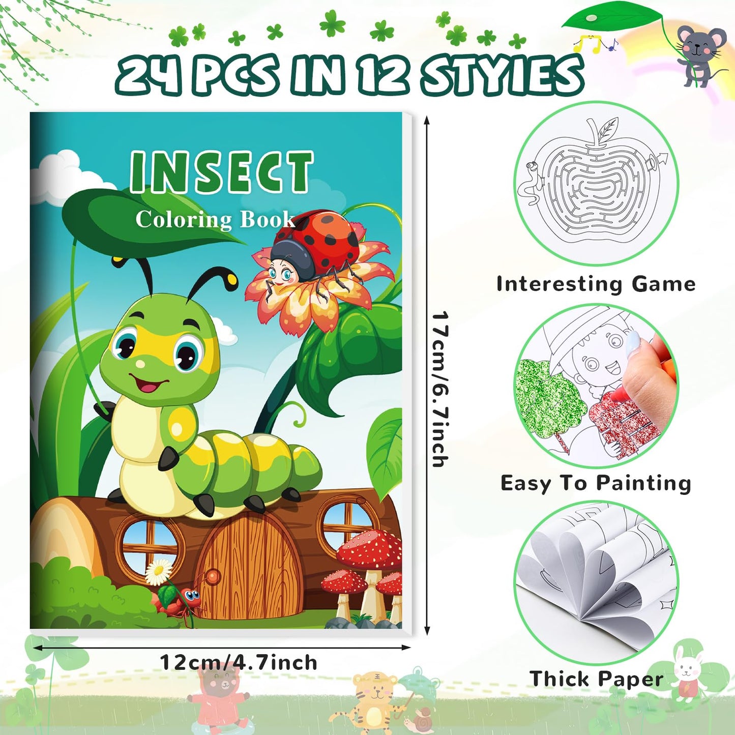 Benlouis 24 Mini Coloring Books Bulk For Kids Mermaid Dino Sea Animal Birthday Party Favors Stuffers Bags For Ages 2-4-6-8-12 Cl