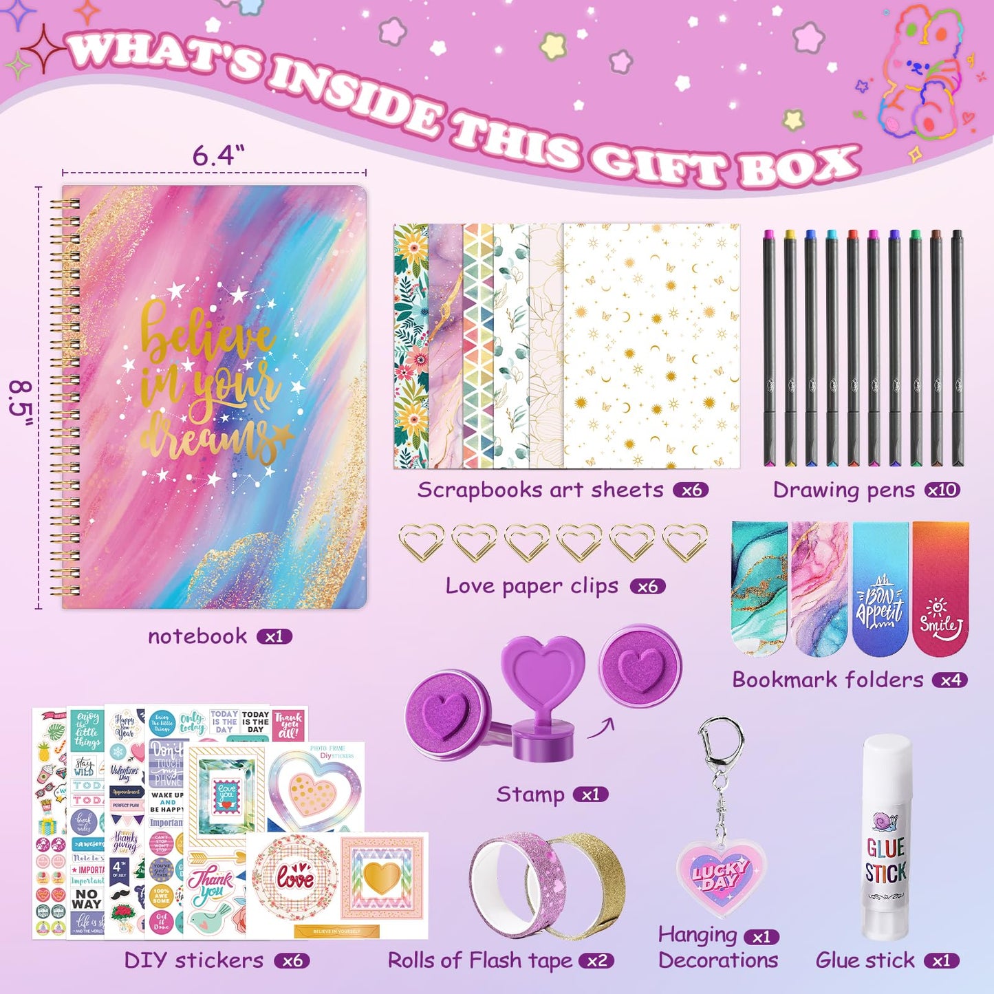 Lortarl Diy Journal Kit - Diy Journal Set, Scrapbook & Diary Supplies Set, Journaling Art Crafts Kit