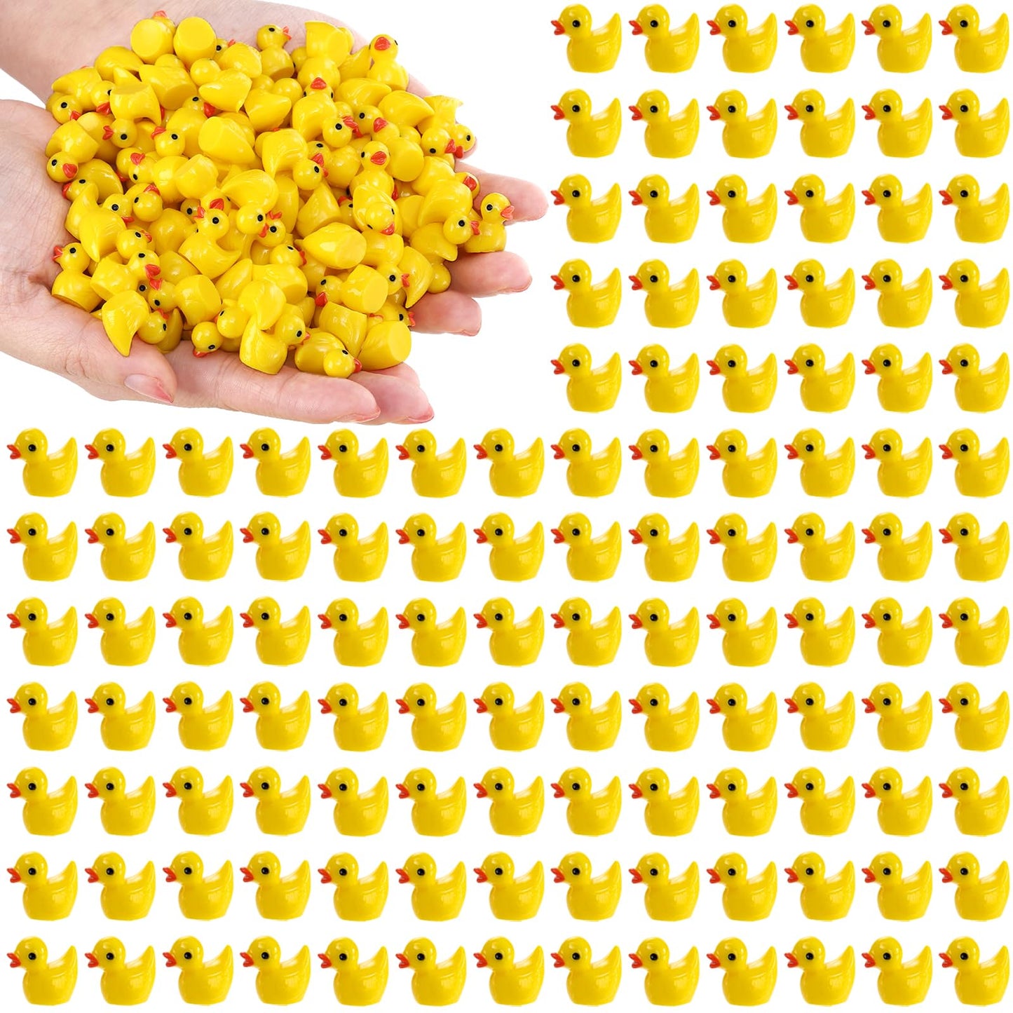Goaste 300 Pieces Mini Resin Ducks, Tiny Yellow Duck Figurines, Cute Duck Miniatures Bulk For Cake Decoration, School Project Ac