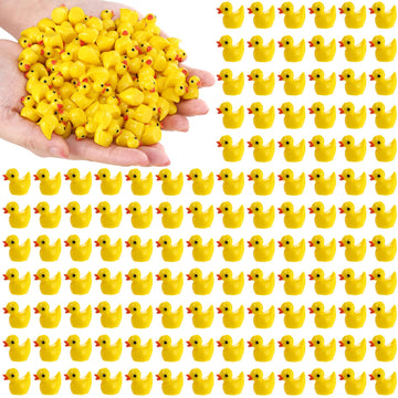 Goaste 300 Pieces Mini Resin Ducks, Tiny Yellow Duck Figurines, Cute Duck Miniatures Bulk For Cake Decoration, School Project Ac