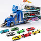 Dwi Dowellin Carrier Truck Toys for Kids,5-FT Hauler Truck with Ejection Race Track and 16 Die-Cast Metal Toy Cars,Car Toy Gift 