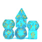 UDIXI 7PCS D&D Dice Set Filled with Aurora Powder, Aqua Blue DND Dice for Dungeons and Dragons, Polyhedral Dice for RPG MTG and 