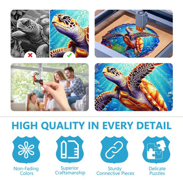 Wooden Puzzles For Adults - Advanced Deep Sea Turtle Wooden Puzzle Unique Puzzels, Wooden Jigsaw Puzzles For Adults, Wood Puzzle