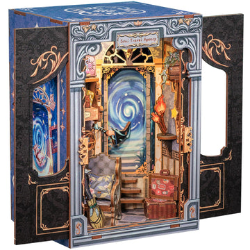 Cutefun Book Nook Kit, Diy Miniature House Kit For Beginners, Book Nook Kits For Adults, Wooden Dollhouse For Bookshelf Decor, Gifts For Family & Friends (Soul Travel Agency)