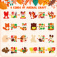 WATINC 123pcs Fall Craft Kits for Kids, Cute Animals Hanging Ornaments DIY Maple Leave Sticker Crafts with String, Fall Autumn T