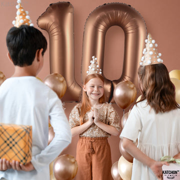 Katchon, Giant Coffee Brown 10 Balloon Number - 40 Inch | Coffee Brown Number 10 Balloon For 10Th Birthday Decorations | 10 Birthday Balloon Brown For 10 Year Old Birthday Decorations | 10 Balloons
